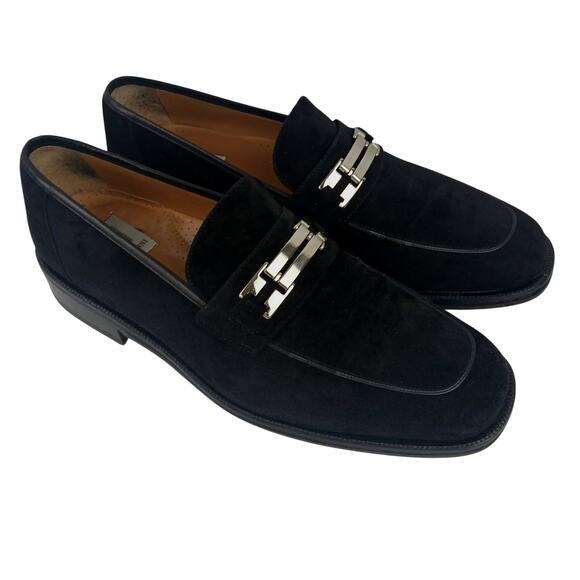 Magnanni Men's SZ 10 M Black Suede Loafer Silver Buckle 6243 Made In Spain - Picture 1 of 12